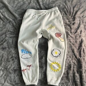PacSun Cream Sweatpant Joggers with Colorful Prints Size M- unisex